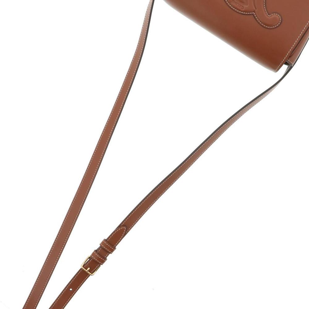 Celine Tori Triomph Bag Cuille Shoulder Bag Messenger Calfskin Folco Brown off - Picture 4 of 5